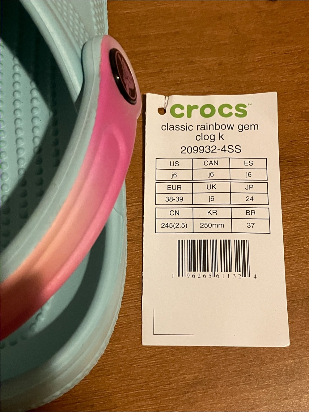 CROCS Kids Classic Rainbow Gem Clog - Pure Water - Picture 2 of 11